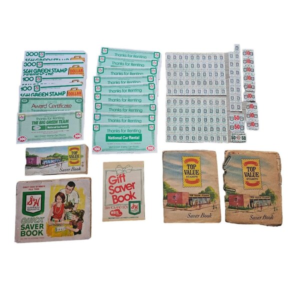 S&H Green Top Value Stamp Books Certificates Collection Vintage Saver Book Weis - Picture 1 of 10